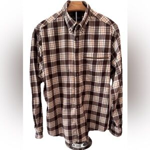 Cabela’s men’s large regular brown plaid all cotton casual button down shirt EUC